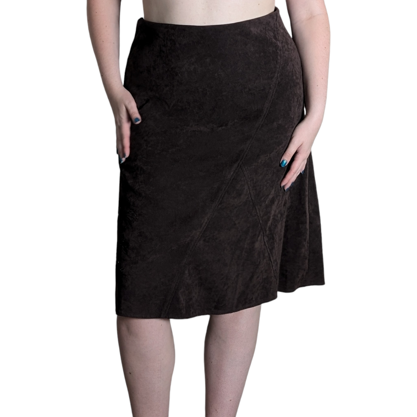 90's Faux Suede Brown Skirt