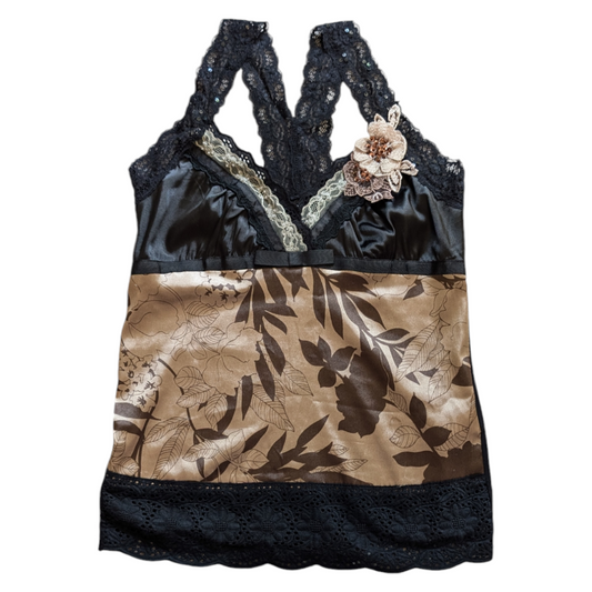 00's Black & Brown Floral Cami