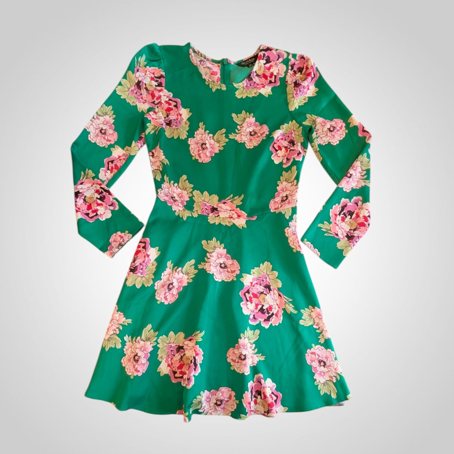 Green & Pink Floral Skater Dress