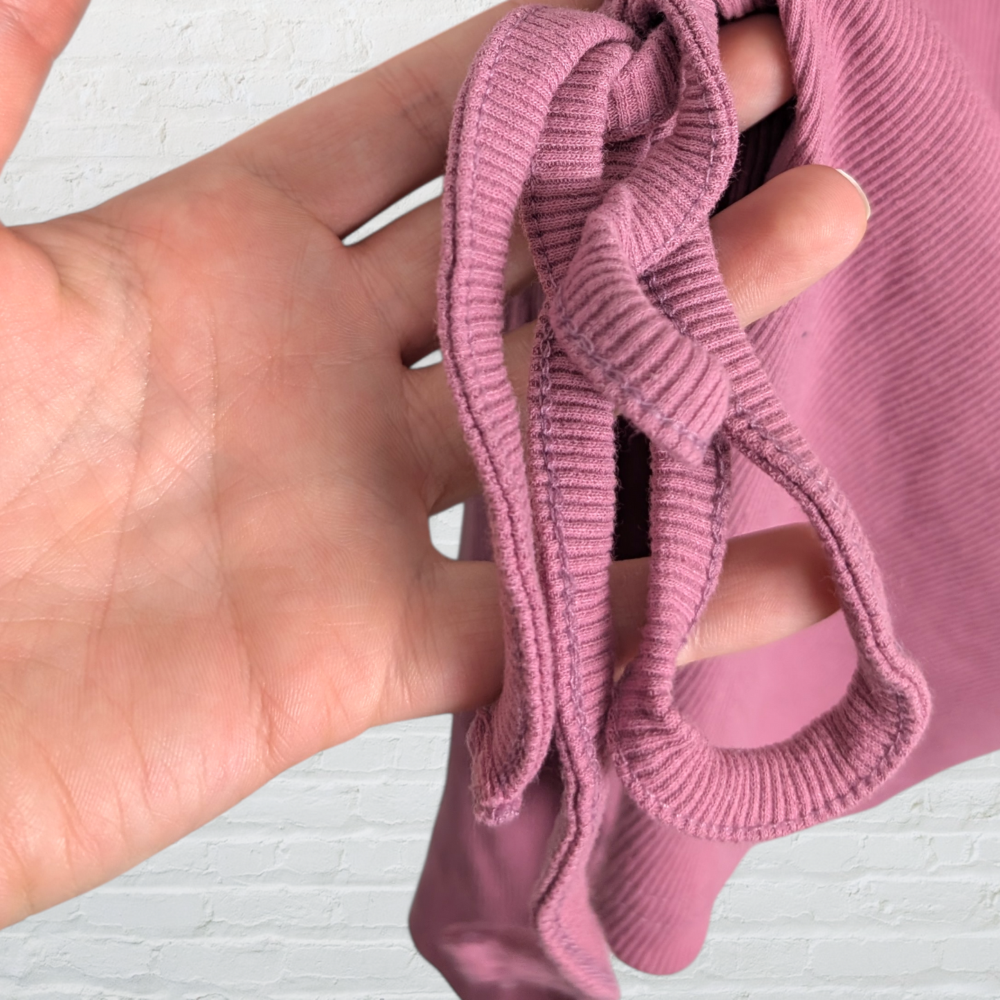 Mauve Pink Ribbed High Neck Mini Dress