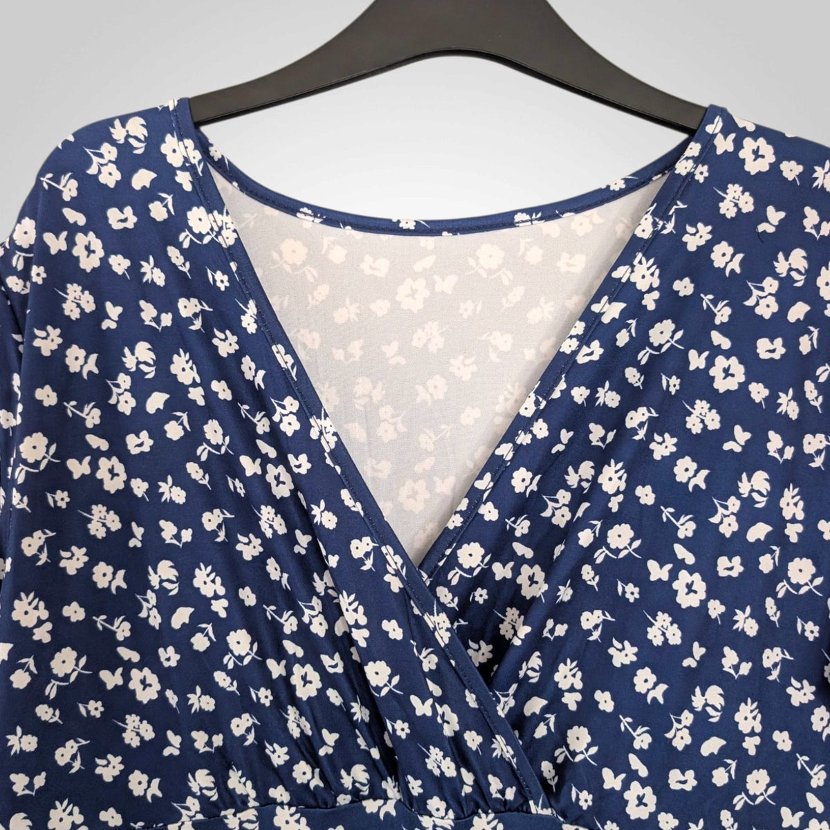 Navy & White Floral Midi Dress