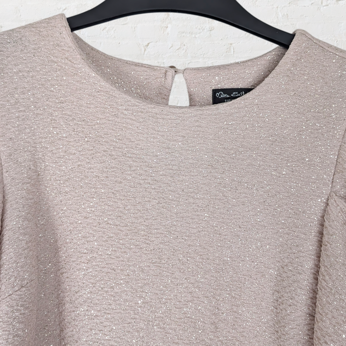Dusky Rose & Silver Sparkle Long Sleeve Mini Dress