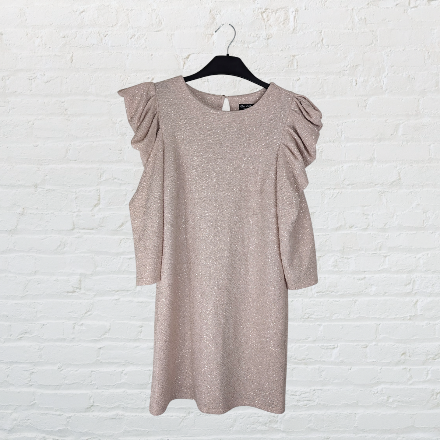 Dusky Rose & Silver Sparkle Long Sleeve Mini Dress
