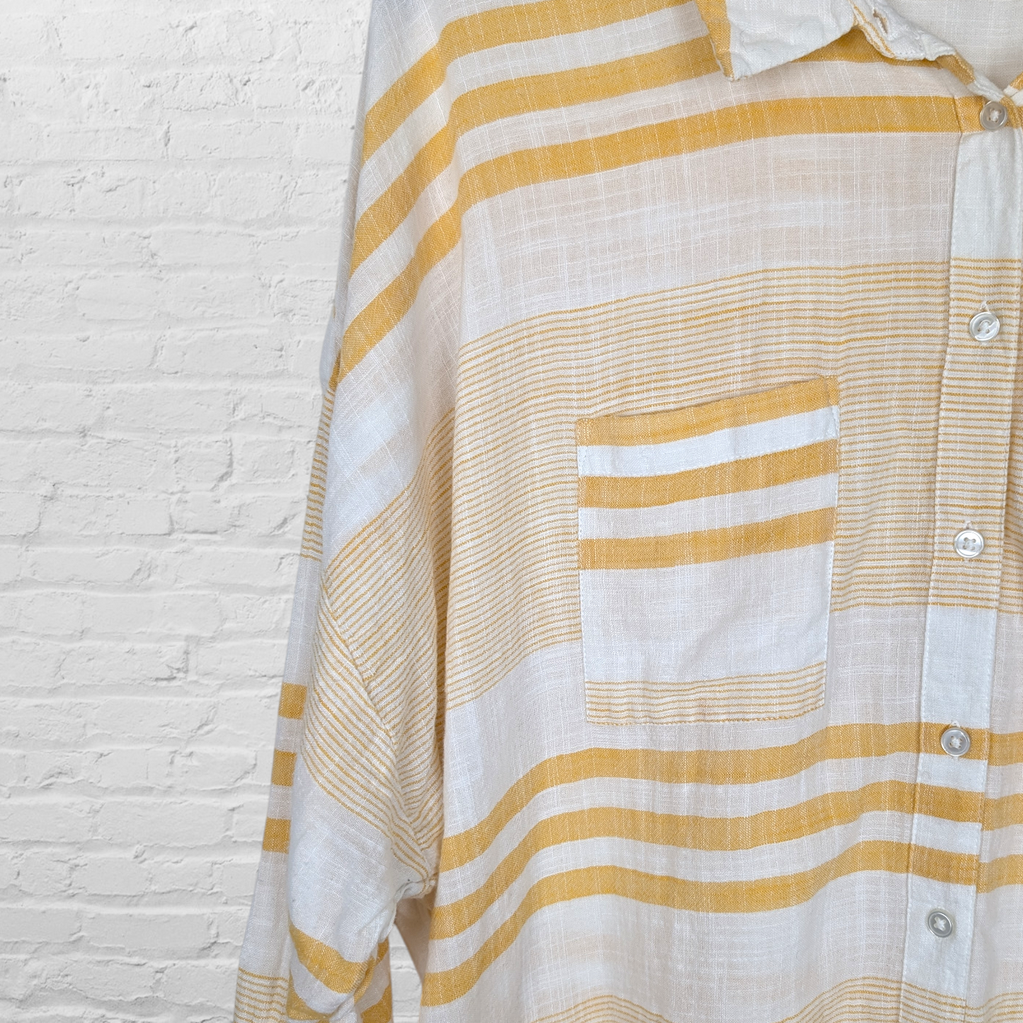 Yellow & White Striped Cotton Shirt