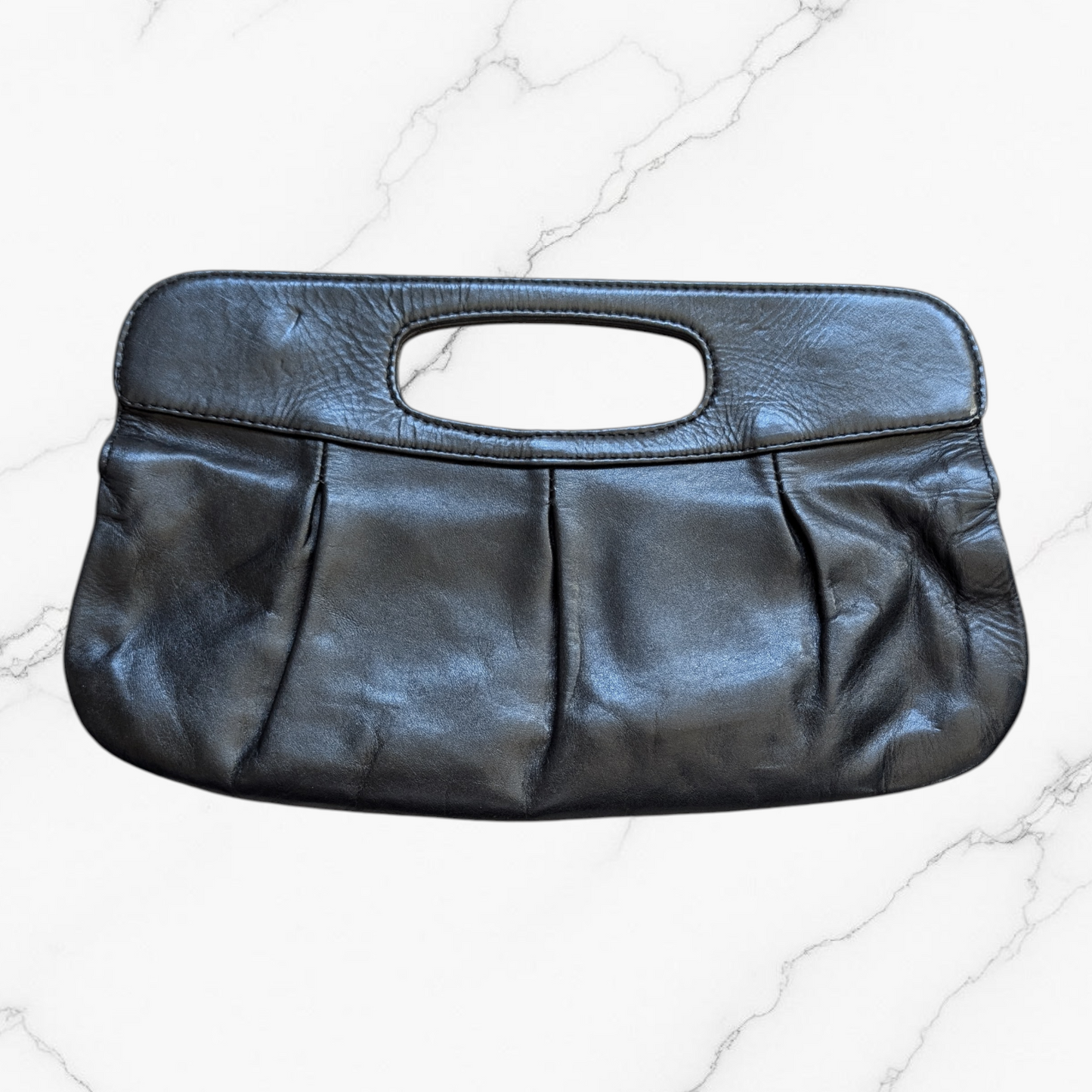Vintage Genuine Soft Leather Black Clutch