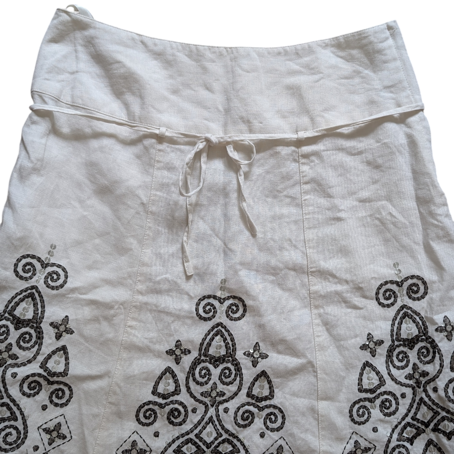 00's White Boho Midi Skirt