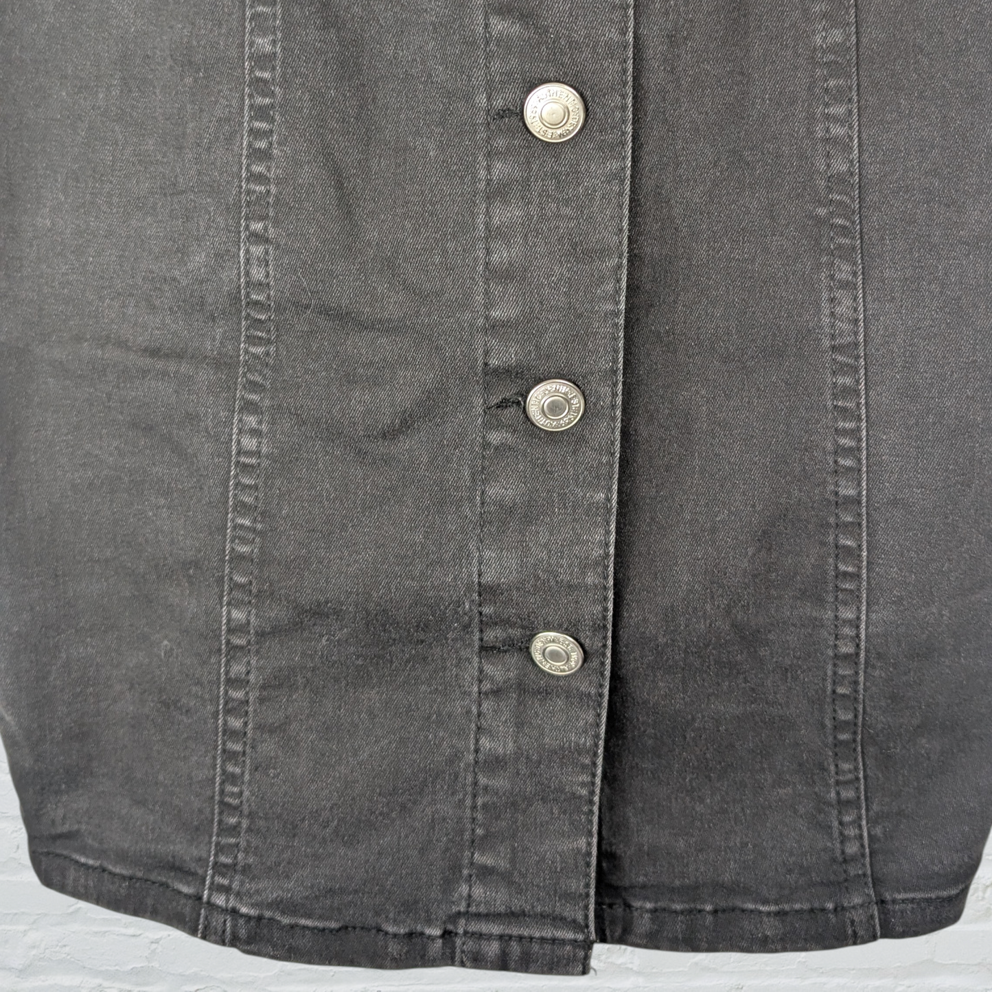 Black Wash Denim Button-Down Strappy Mini Dress