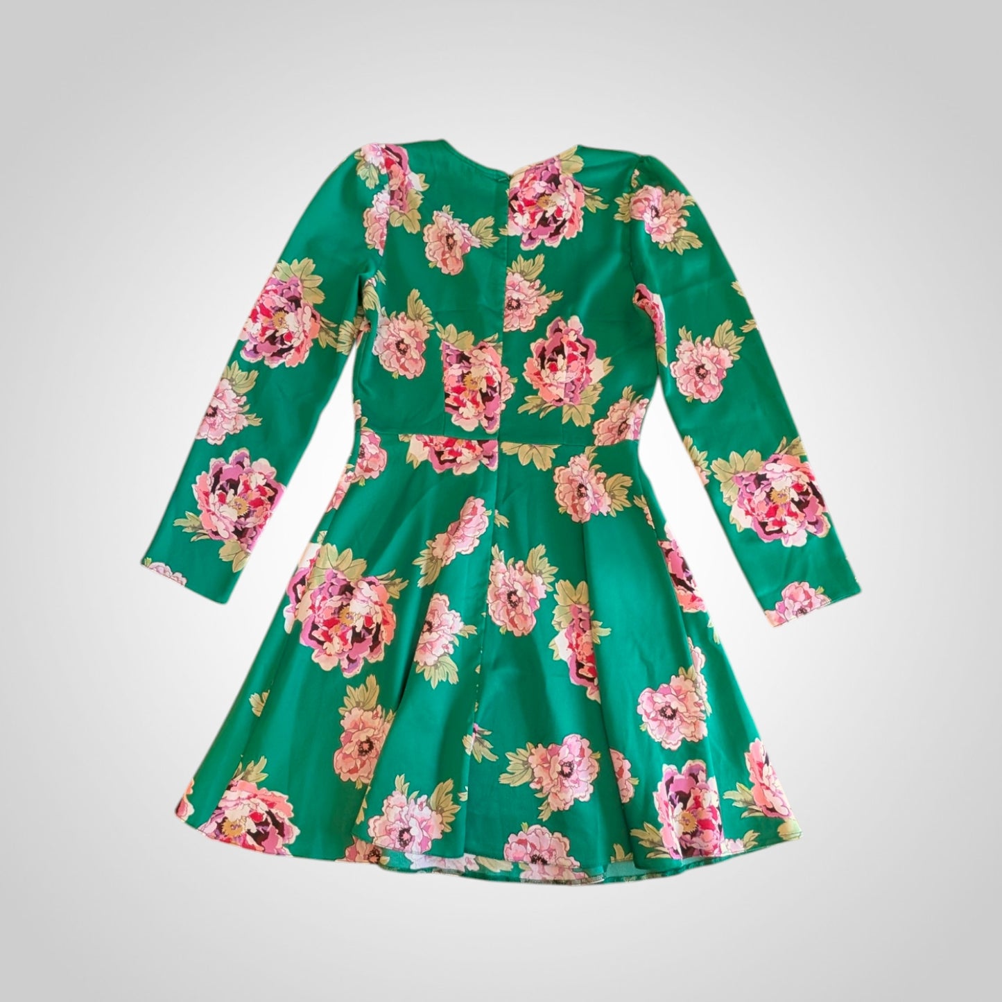 Green & Pink Floral Skater Dress