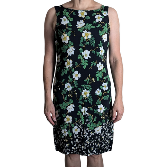 00's Floral Black Shift Dress