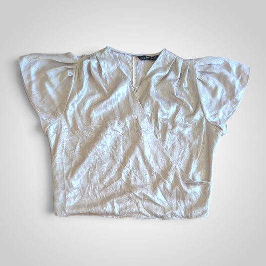 Champagne Satin Wrap Crop Top