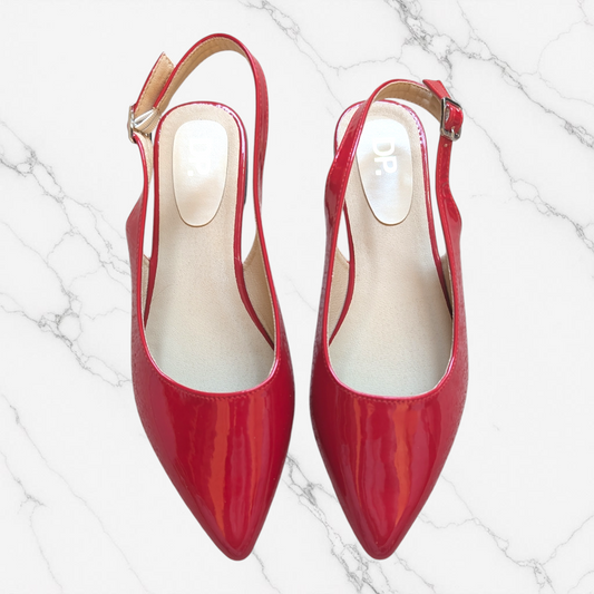 Cherry Red Slingbacks Flats - Size 8