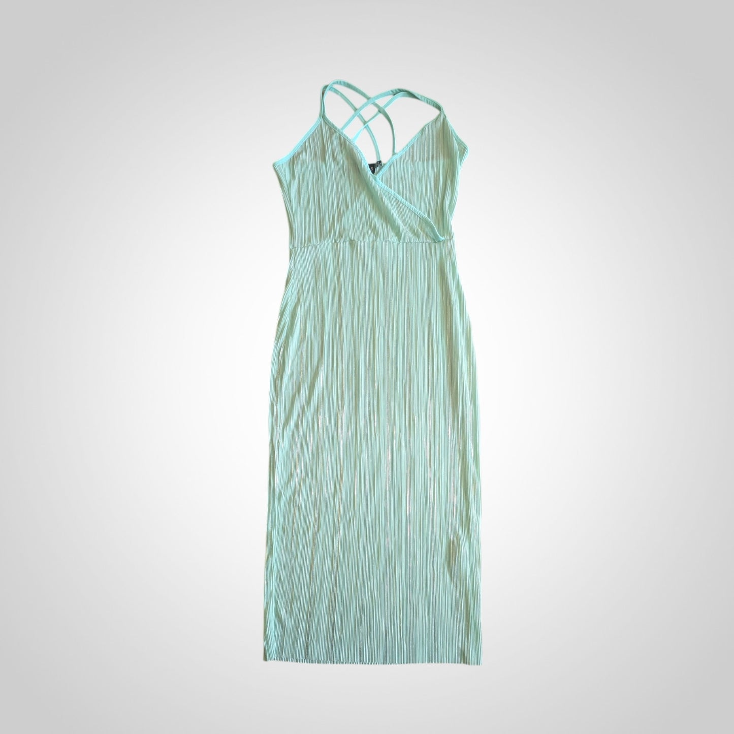 Seafoam Green Plissé Midi Dress