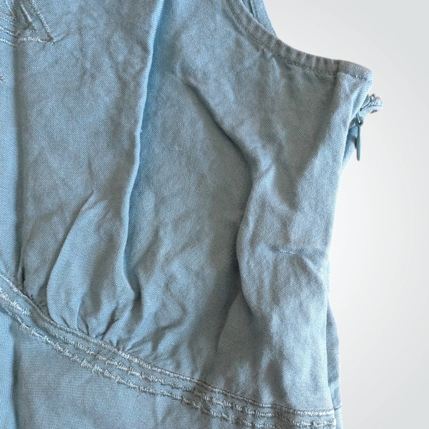 00s Icy Duck Egg Blue Linen Blend Dress
