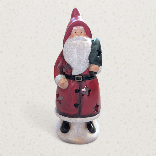 Vintage-Style Tall Ceramic Santa Claus Tea Light Holder