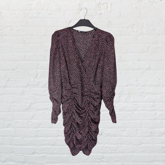Heart Print Ruched Side Mini Dress