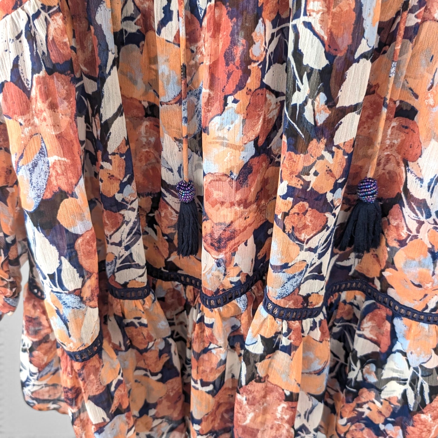 Boho Floral Kaftan Mini Dress