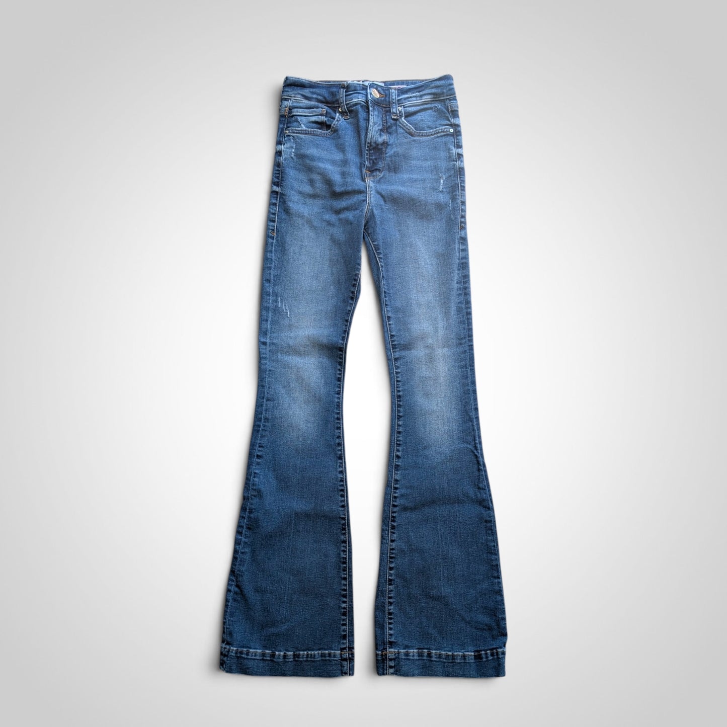 Blue High Waisted Flared Jeans | W24.5