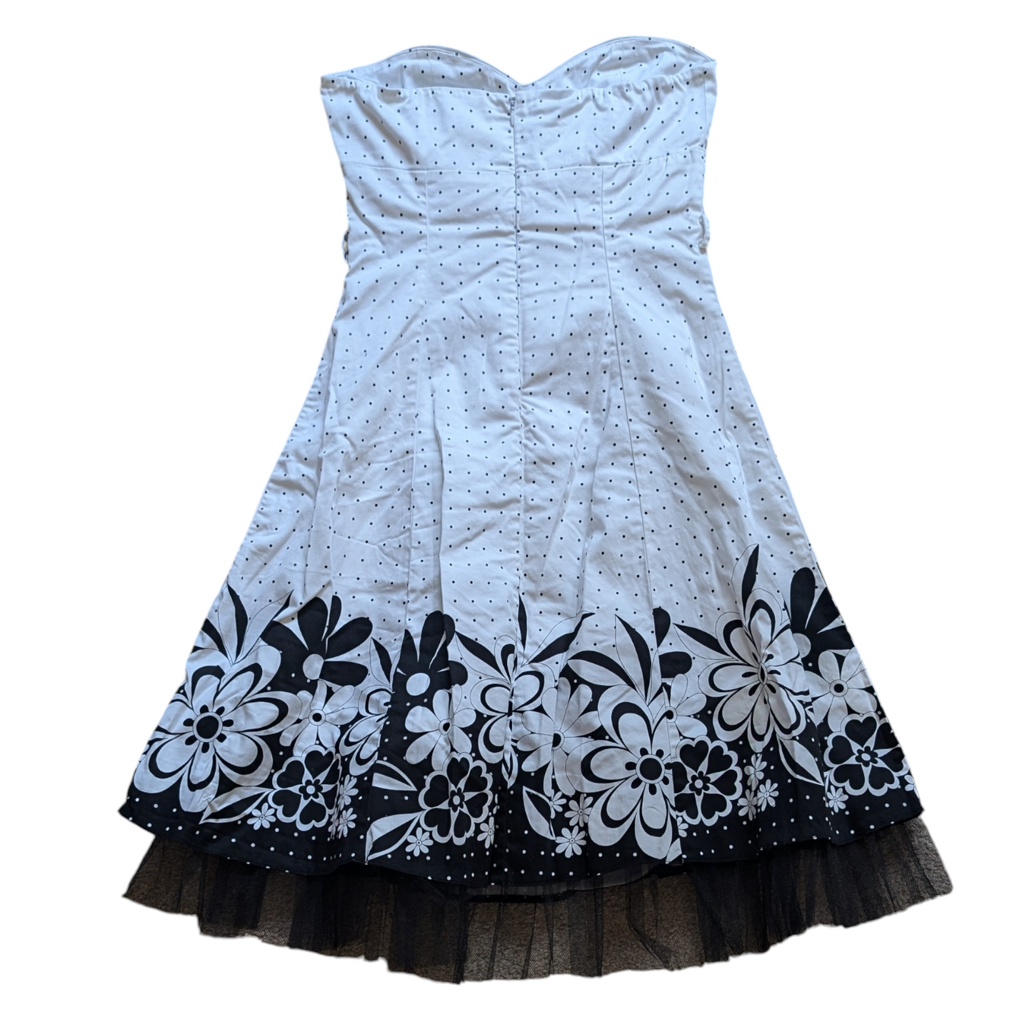 00's White & Black Floral Prom Dress