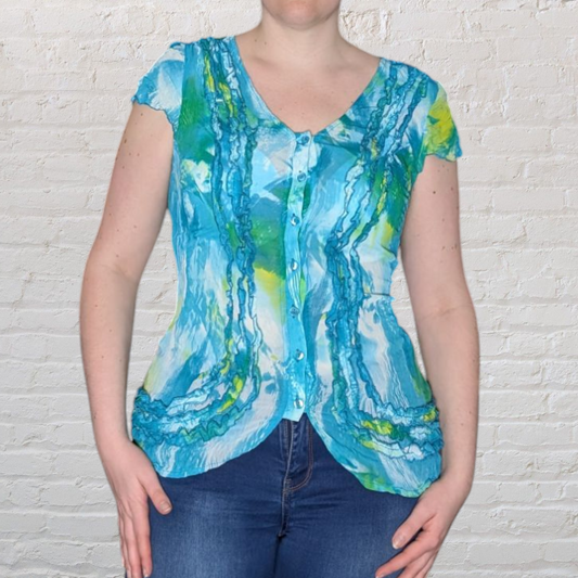 00's Turquoise Blouse