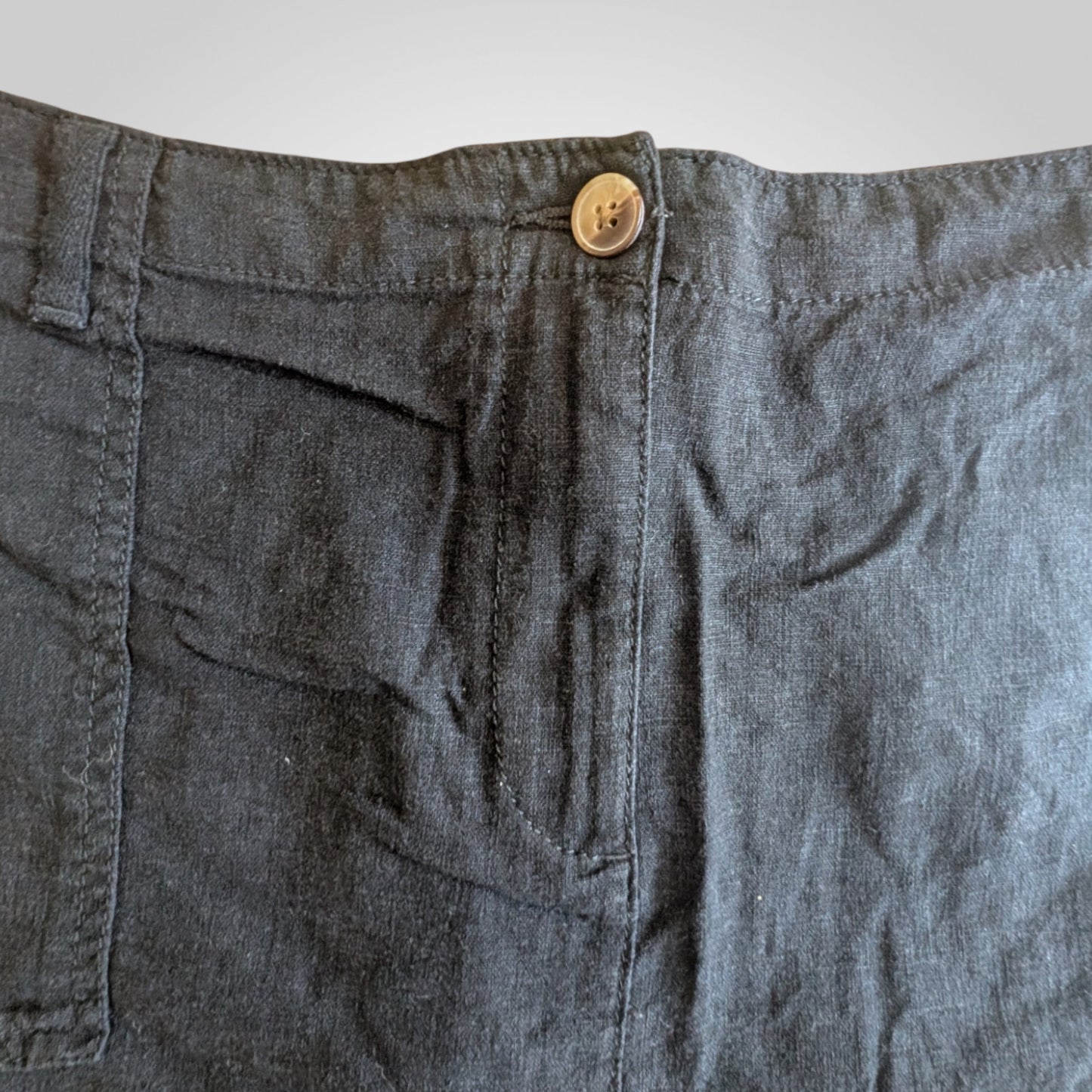 Black Linen Blend Mini Skirt
