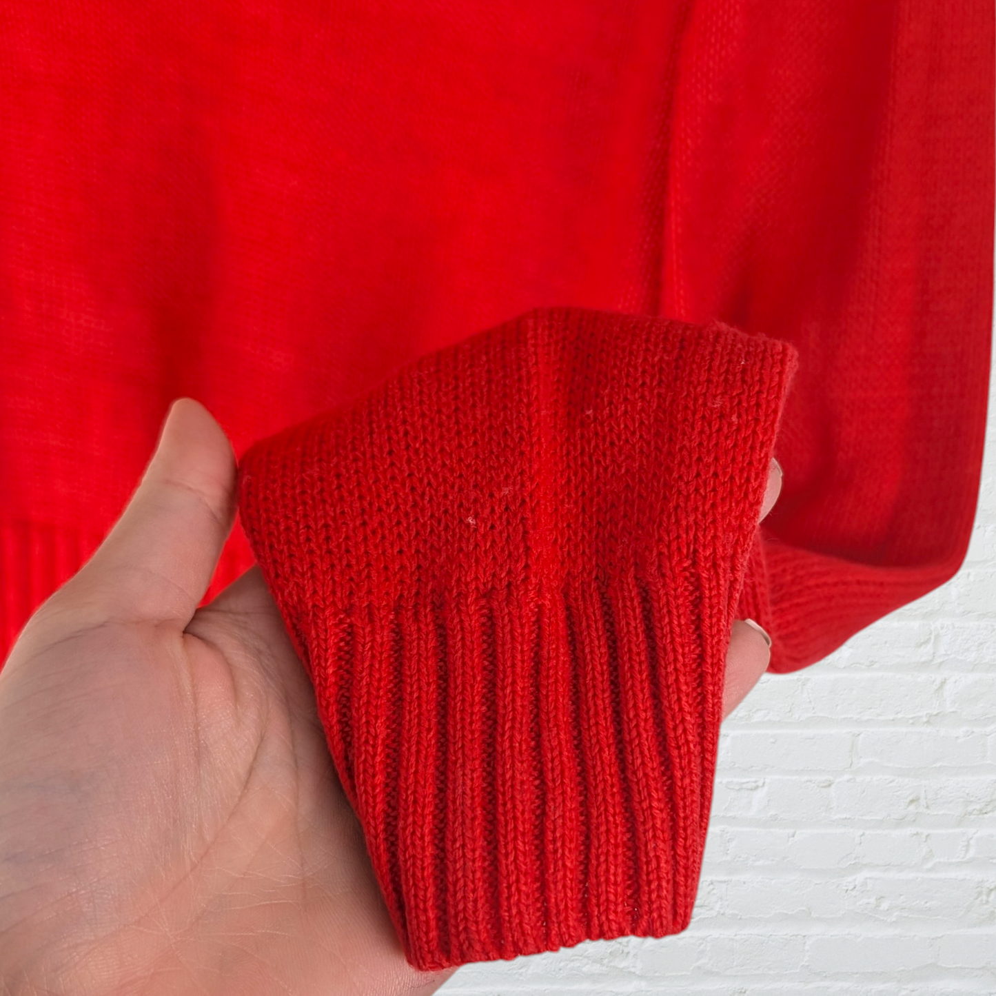 Red Boxy Cropped Knit Jumper