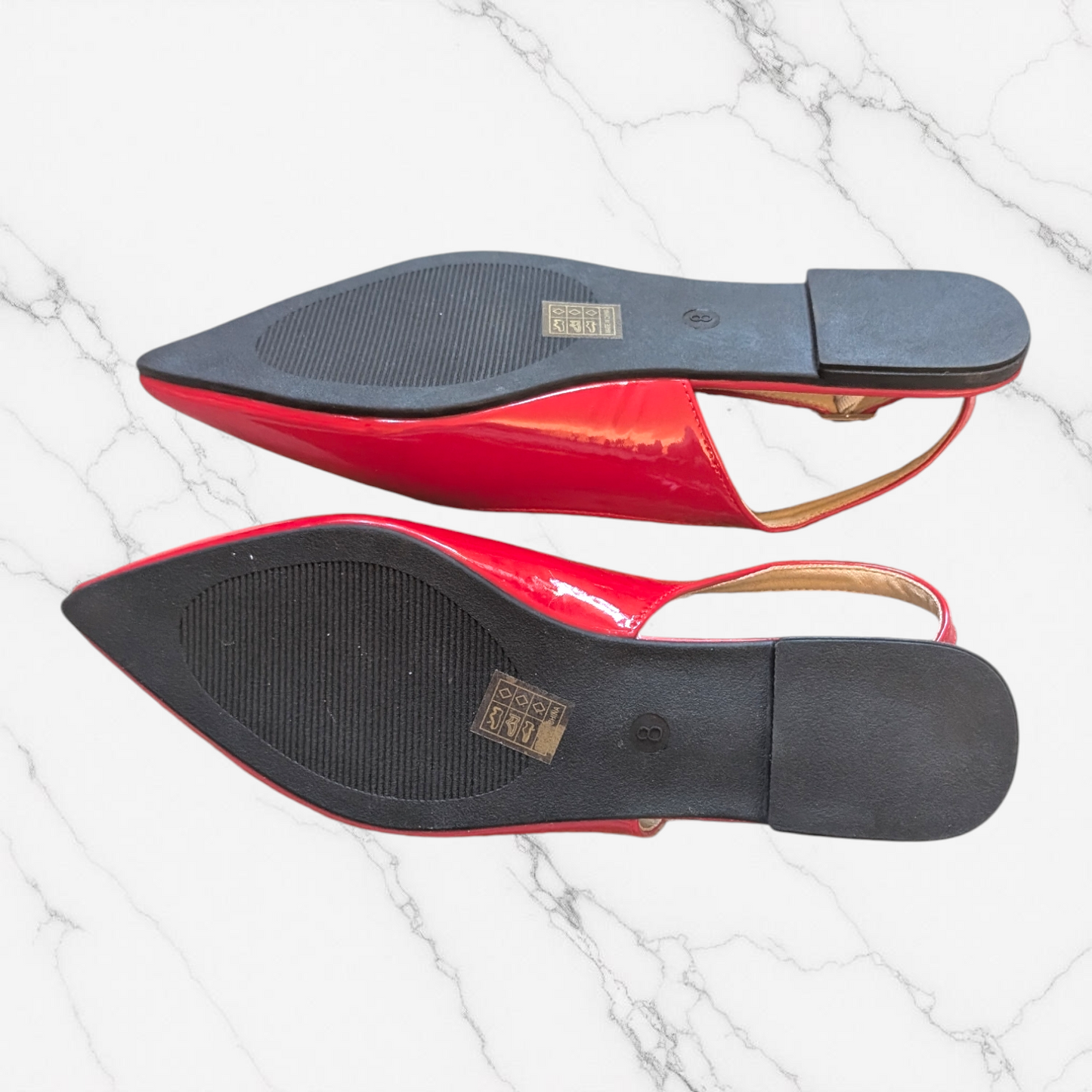 Cherry Red Slingbacks Flats - Size 8