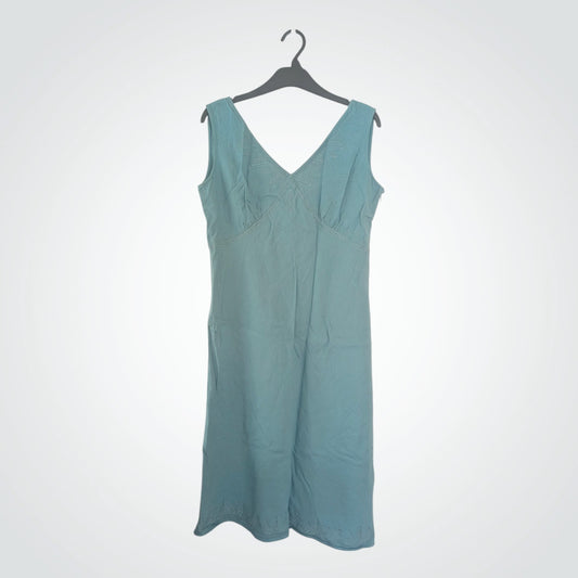 00s Icy Duck Egg Blue Linen Blend Dress