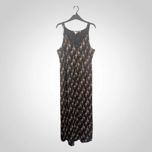 Black & Terracotta Giraffe Print Cami Maxi Dress