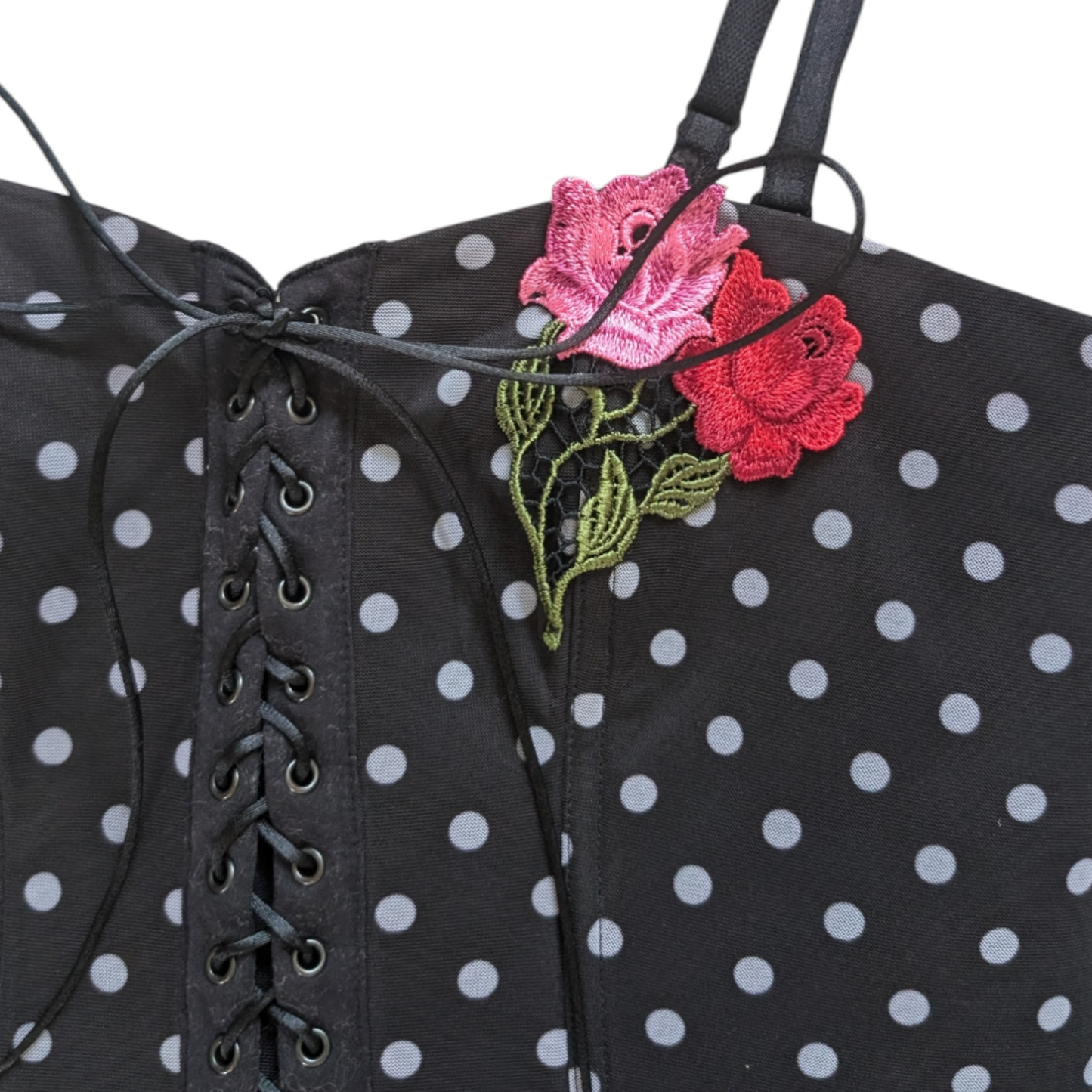 00's Black Polka Dot Corset