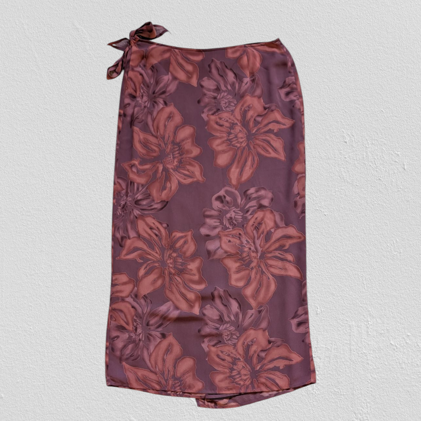 00's Burgundy Maxi Wrap Skirt