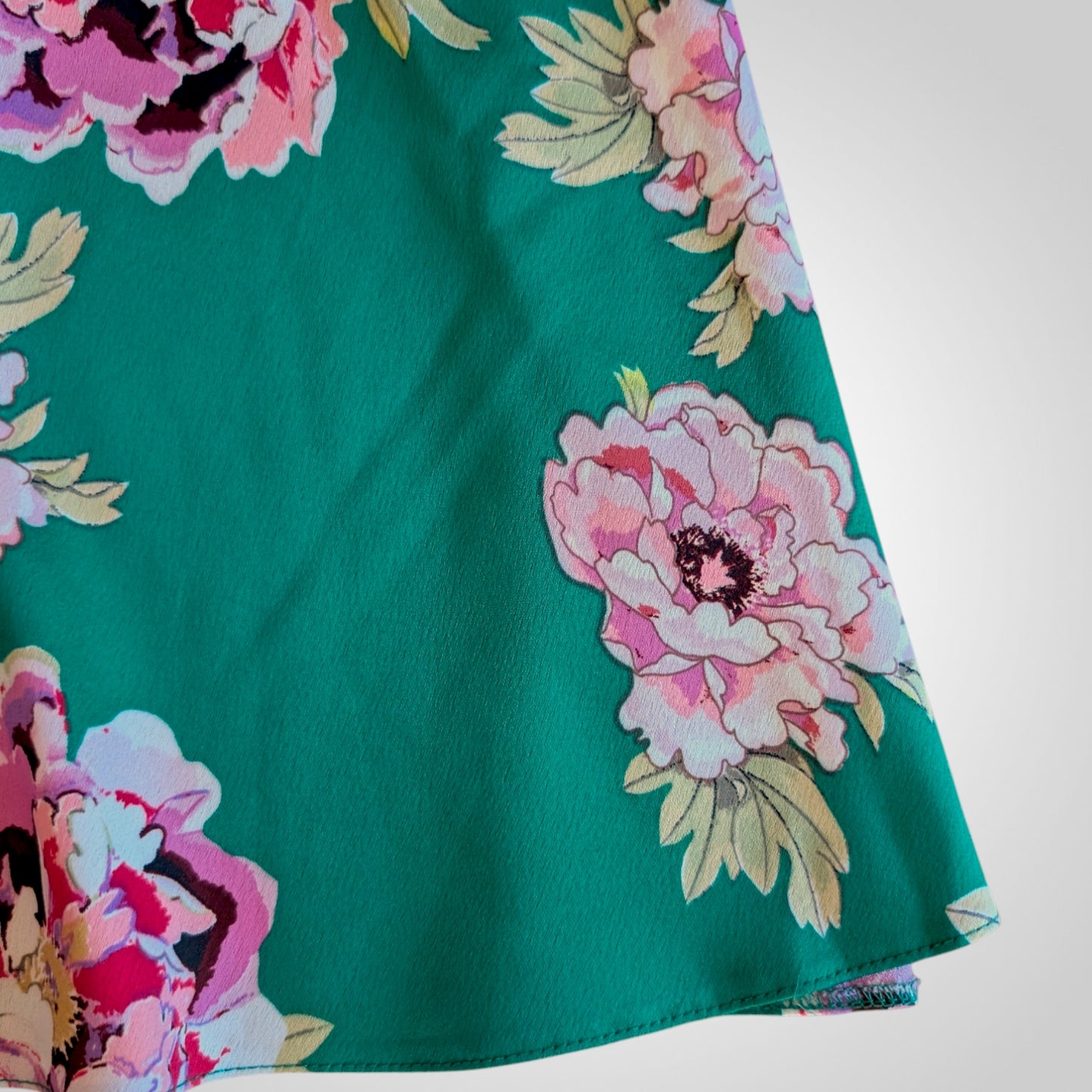 Green & Pink Floral Skater Dress