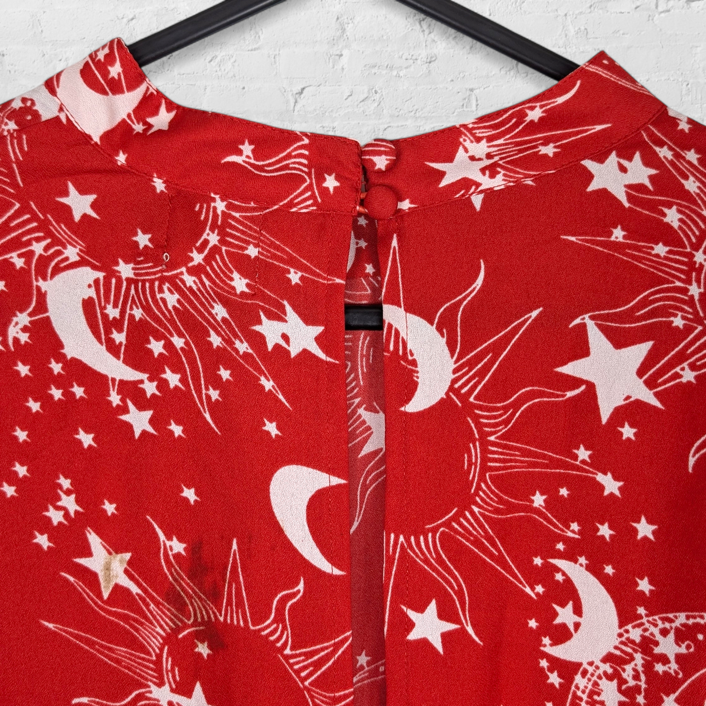 Celestial Red & White Faux Wrap Mini Dress