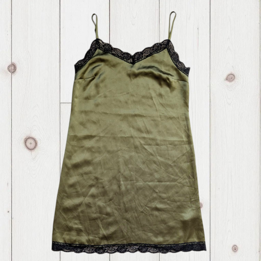 00s Grunge Olive Slip Dress