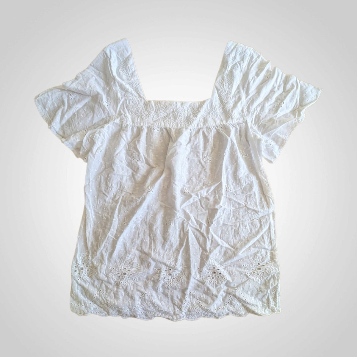 FatFace White Broderie Anglaise Blouse