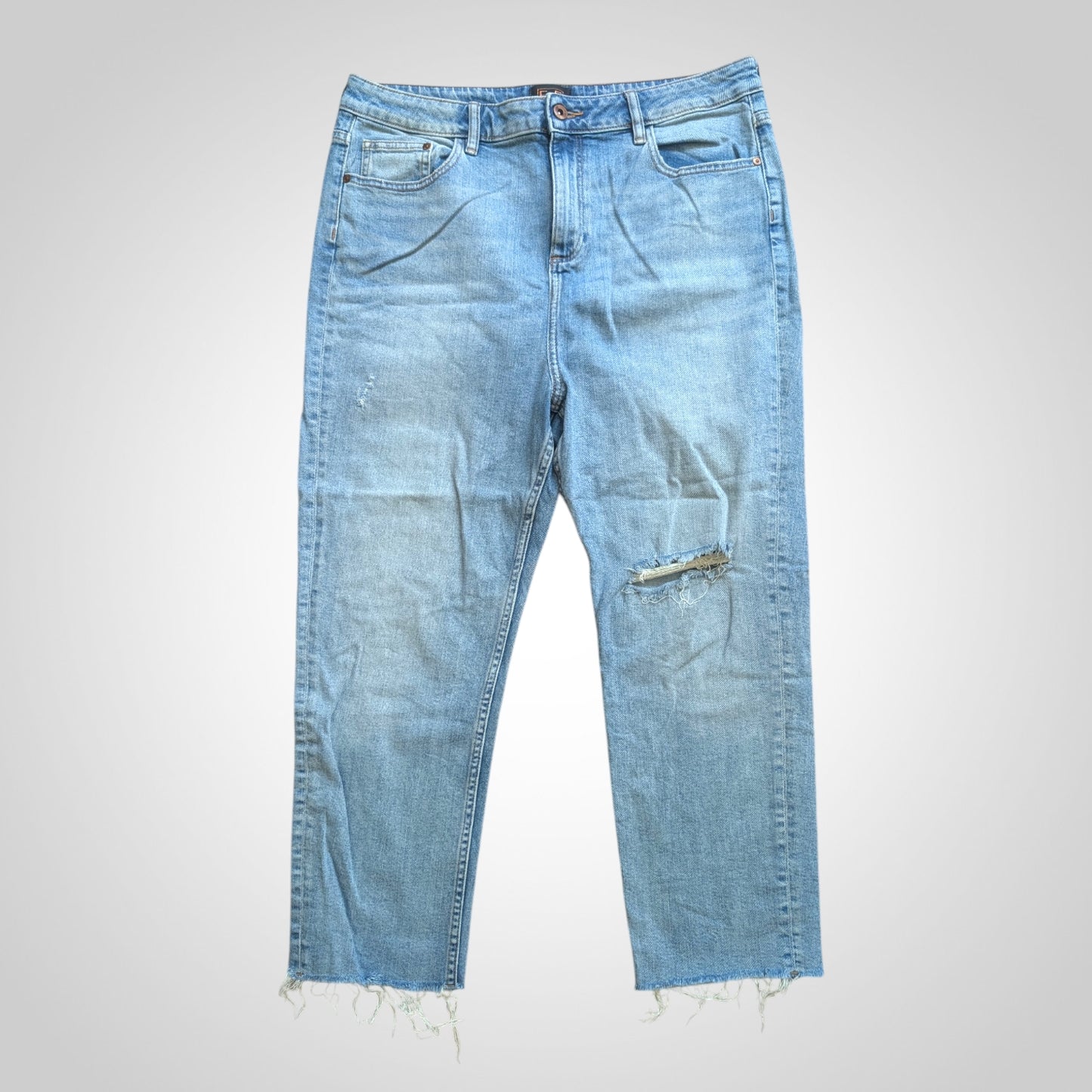 Light Blue Distressed Cropped Jeans