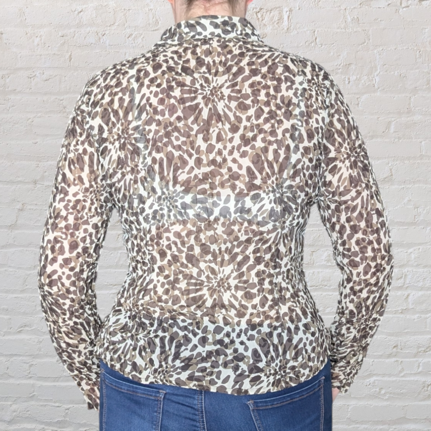 00's Leopard Sheer Blouse