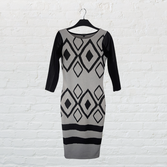 Grey & Black Diamond Pattern Column Dress