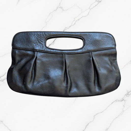 Vintage Genuine Soft Leather Black Clutch