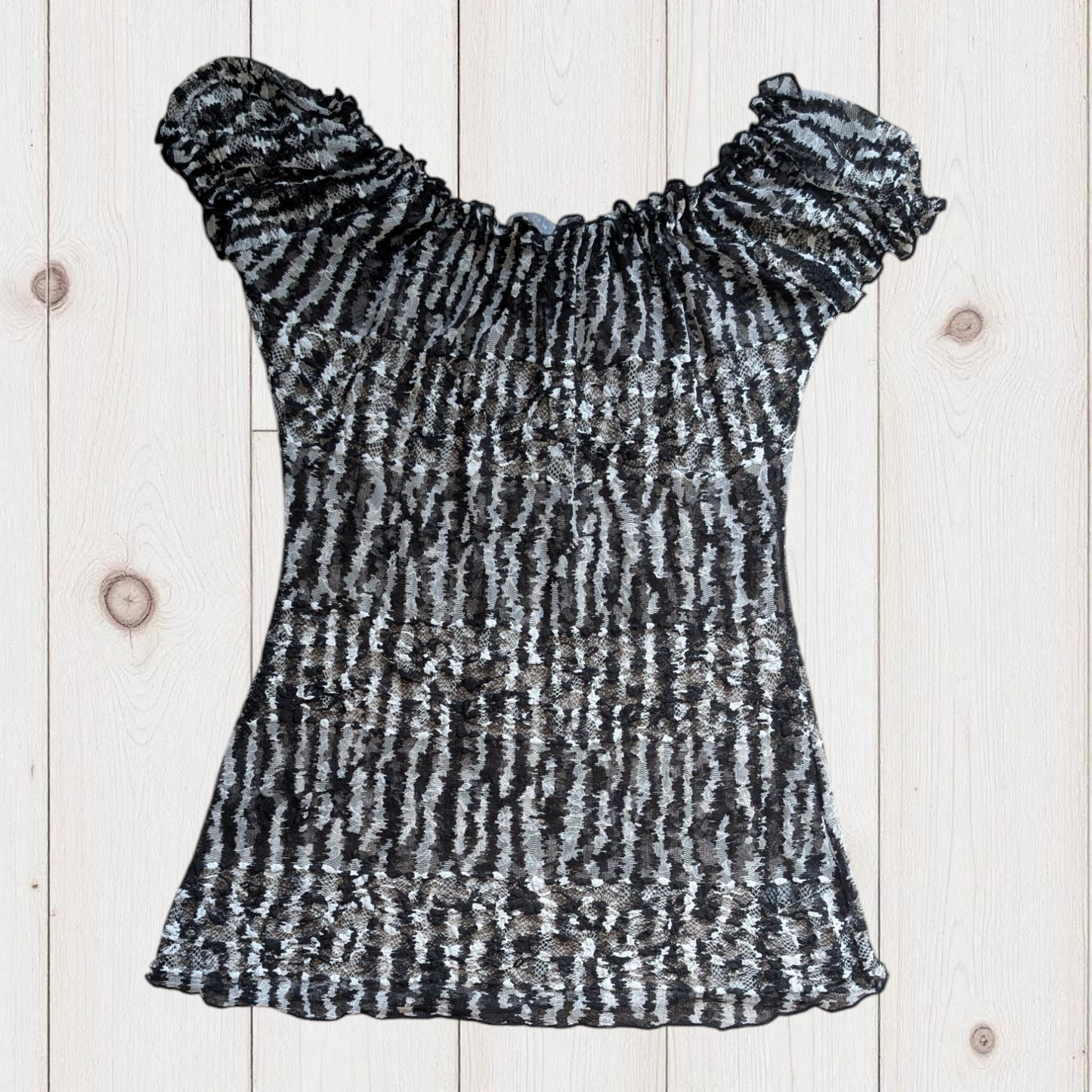 00s Black & White Mesh Top