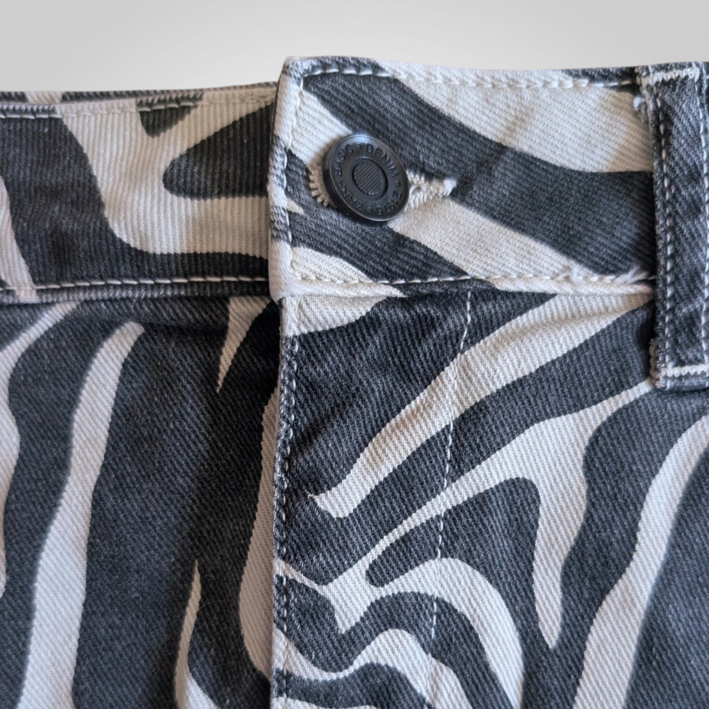 Zebra Animal Print Denim Mini Skirt