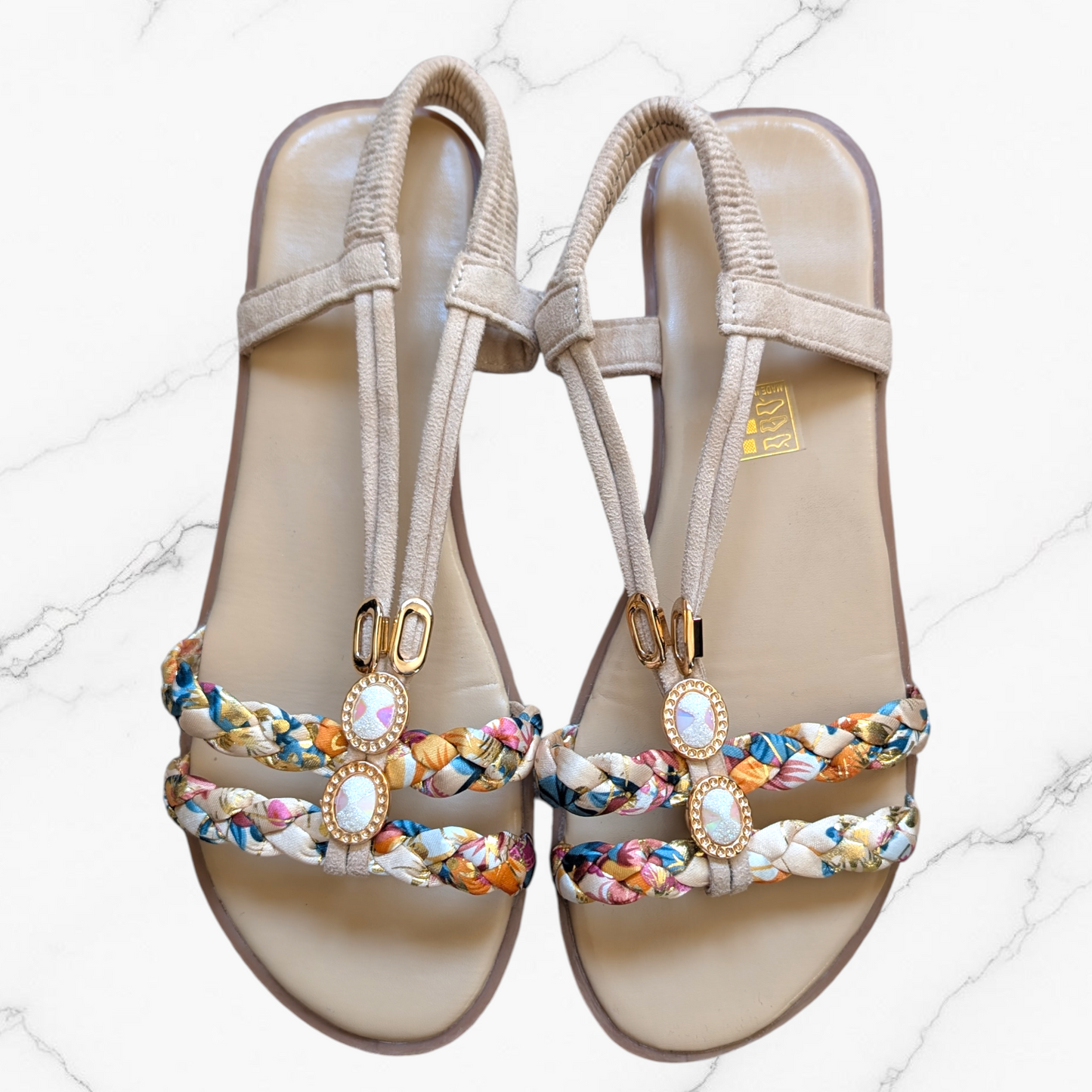 Embellished Braided Sandals - Size 7