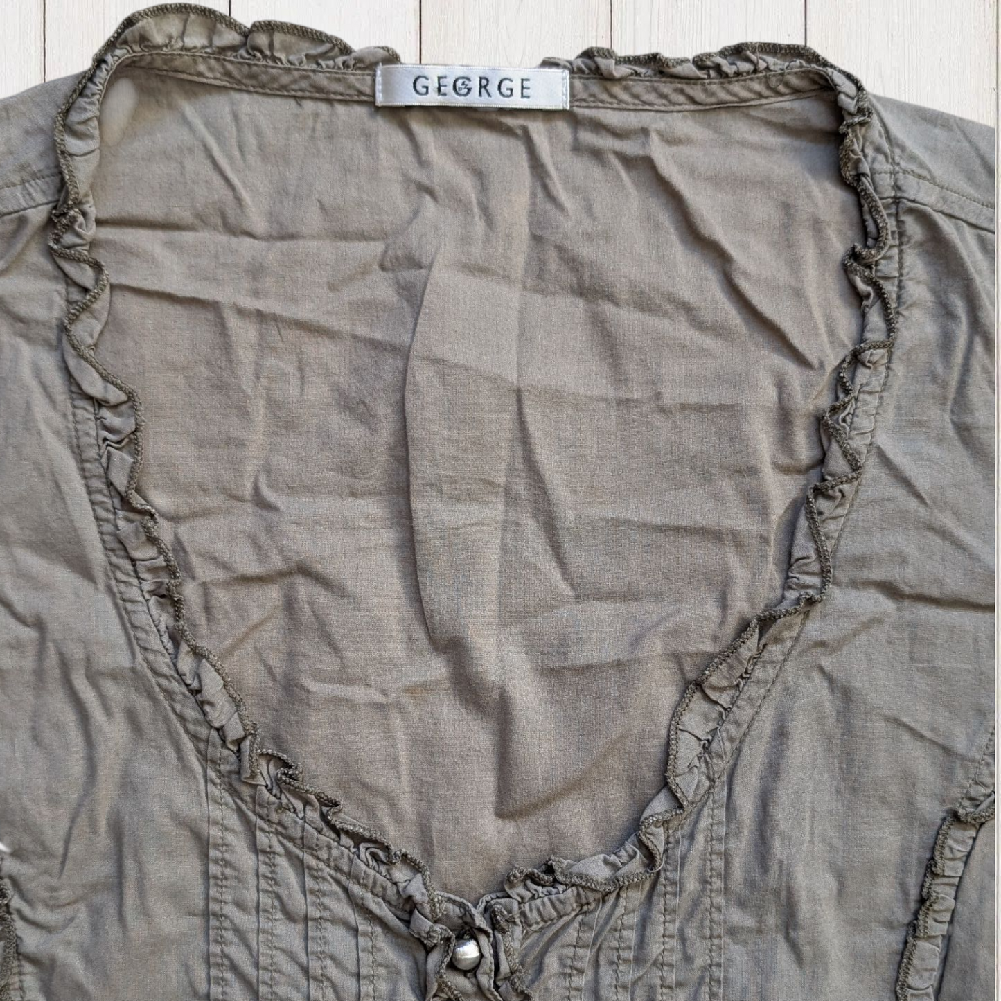 00's Khaki Ruffle Blouse