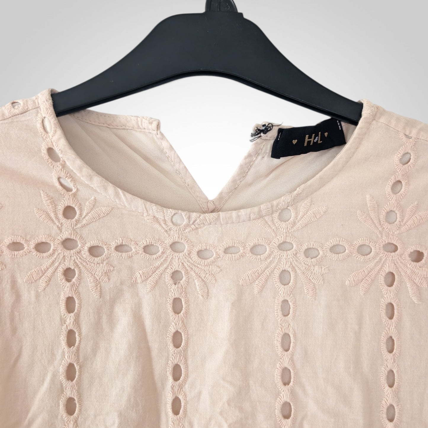 Nude Beige Eyelet Lace Cotton Sundress
