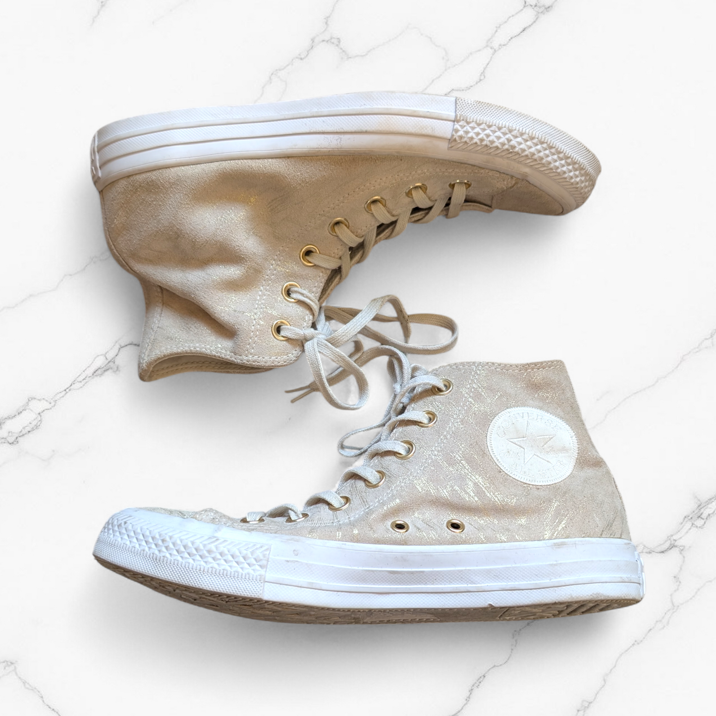 Converse Metallic Gold Brush High Top Trainers - UK 5.5