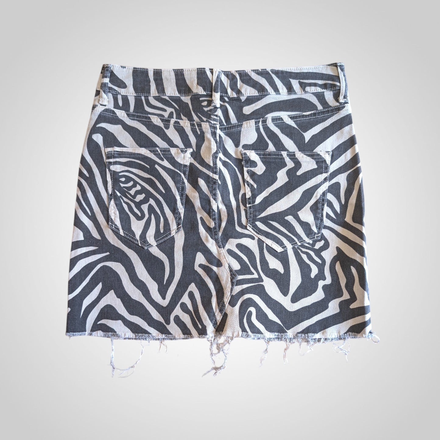 Zebra Animal Print Denim Mini Skirt