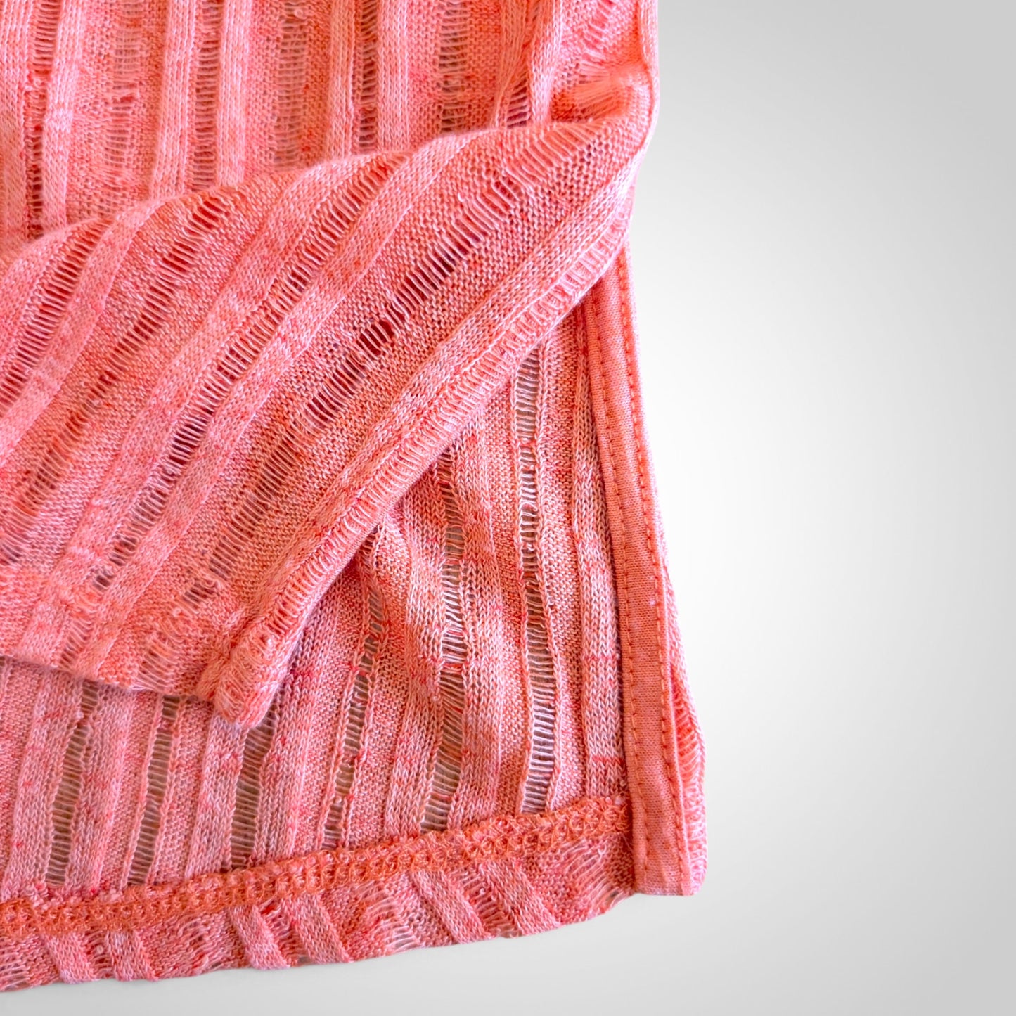 Orange Textured Ribbed Knit Vest