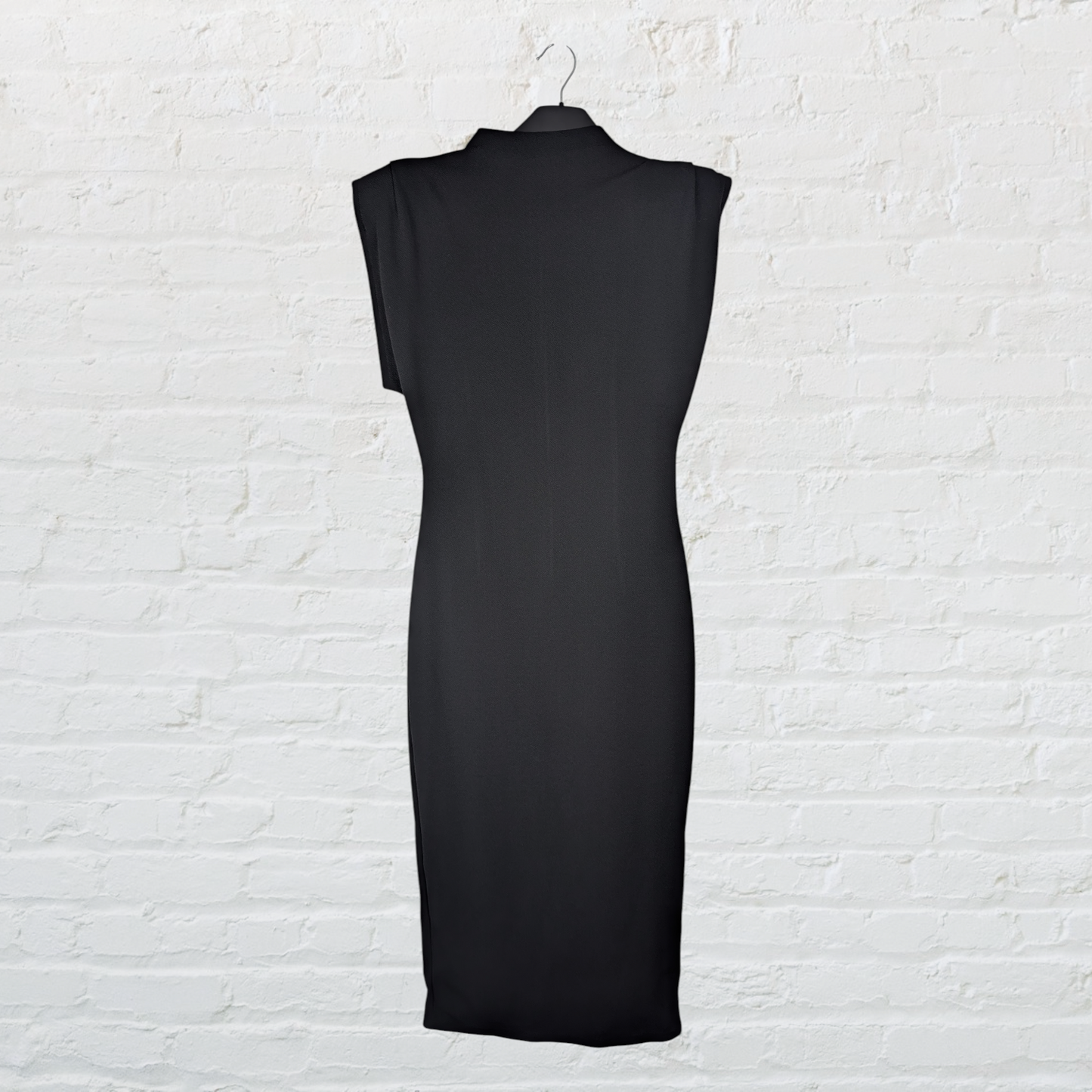 High Neck Padded Shoulder Sleeveless Maxi Dress