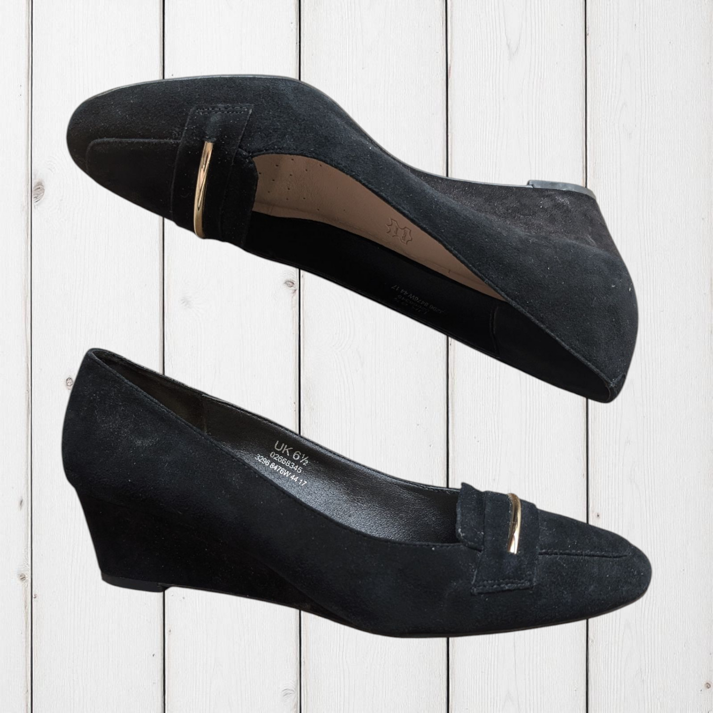 M&S Footglove Wide Fit Leather Wedges - Size 6.5