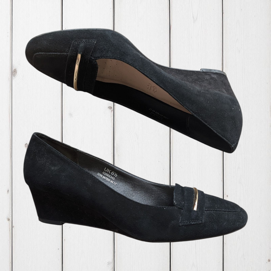 M&S Footglove Wide Fit Leather Wedges - Size 6.5