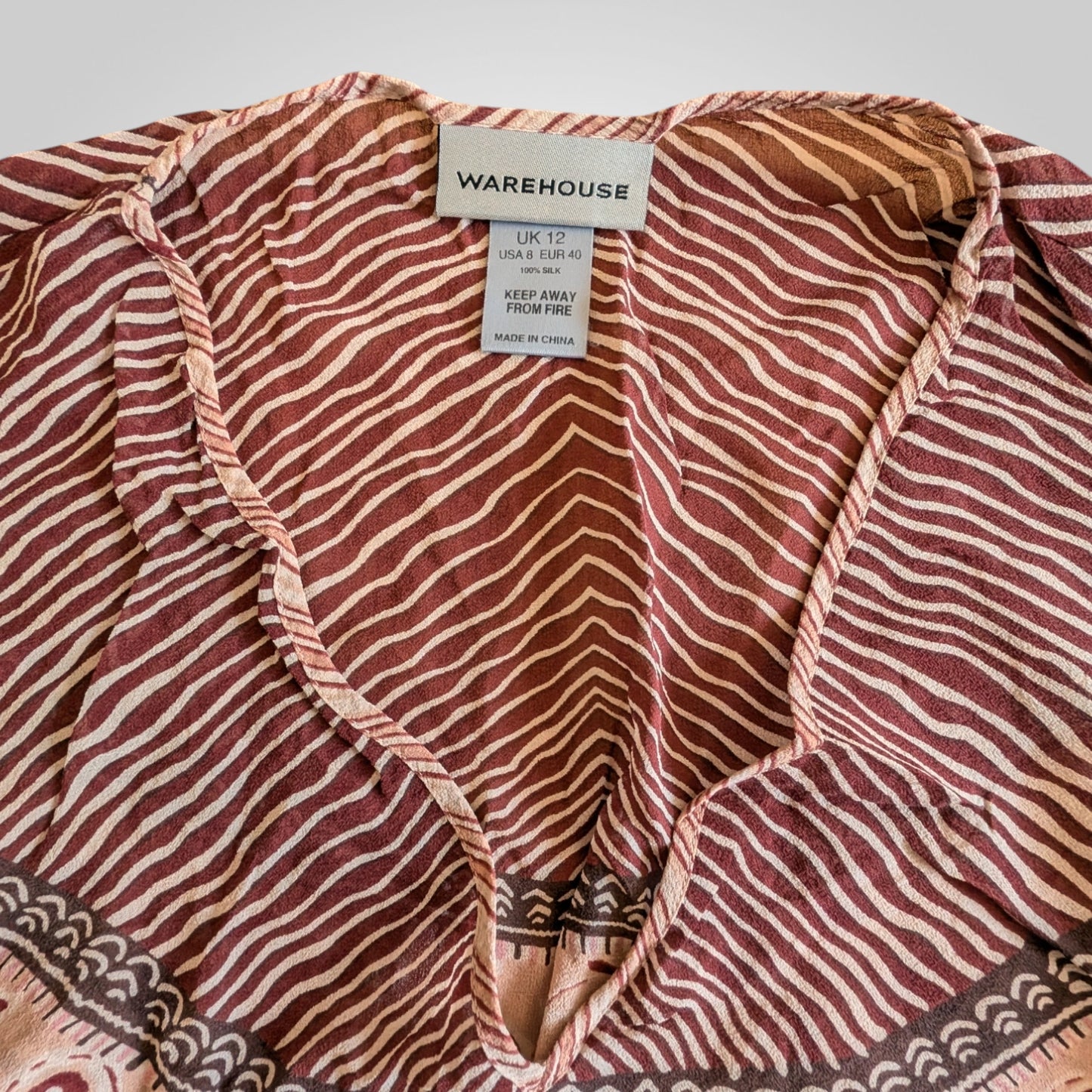 00s Boho Silk Floaty Top